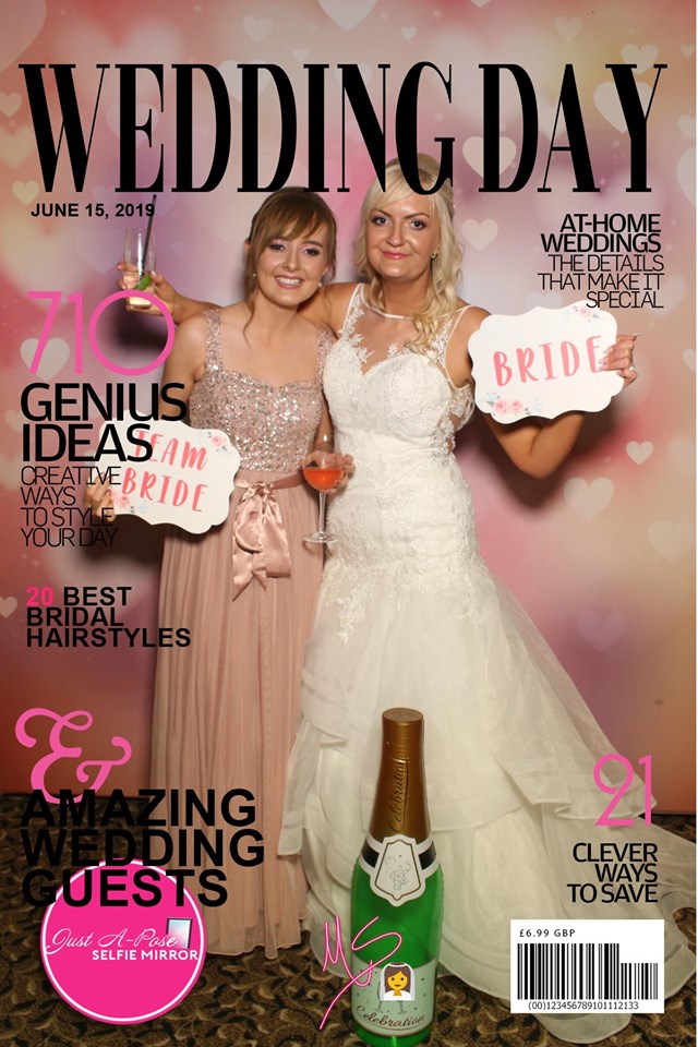 Bride and bridesmaid on wedding magazine cover